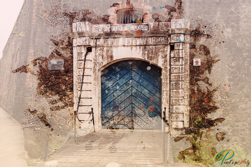 Fort-St-Louis-Watercolor-Urban-Sketch-Photoshop-Effect